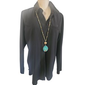 ATHLETA Black Button-Up Shirt Size Medium